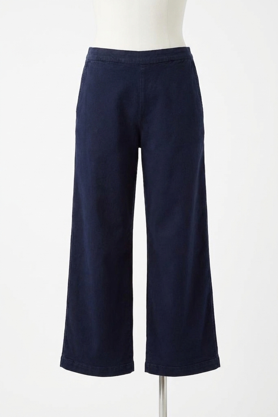 NEW BELLA DAHL women's clean front wide leg crop pant in italian navy